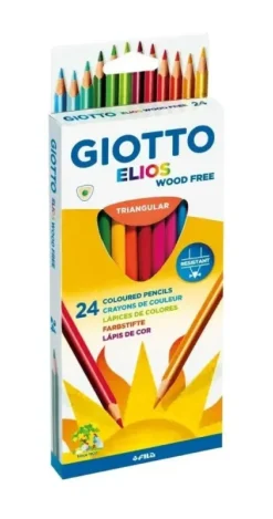 GIOTTO ELIOS GIANT WOOD FREE PACK DE 24 LAPICES TRIANGULARES DE COLORES - SIN MADERA - MINA 5 MM - COLORES SURTIDOS