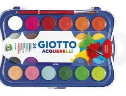 GIOTTO ESTUCHE DE 24 ACUARELAS DE 30MM + PINCEL - COLORES BRILLANTES, INTENSOS Y VIVOS - MUY CUBRIENTES - COLORES SURTIDOS