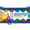 GIOTTO ESTUCHE DE 12 ACUARELAS DE 30MM + PINCEL - COLORES BRILLANTES, INTENSOS Y VIVOS - MUY CUBRIENTES - COLORES SURTIDOS