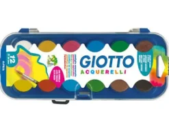 GIOTTO ESTUCHE DE 12 ACUARELAS DE 30MM + PINCEL - COLORES BRILLANTES, INTENSOS Y VIVOS - MUY CUBRIENTES - COLORES SURTIDOS