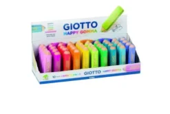 GIOTTO HAPPY GOMMA EXPOSITOR DE 40 GOMAS DE BORRAR - FORMA DE LAPIZ - PARA BORRAR GRAFITO - 10 COLORES FLUO