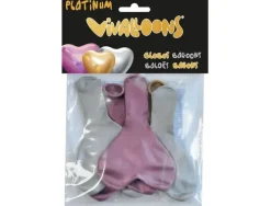 GLOBO 100% LATEX BIODEGRADABLE CORAZON PLATINUM BLISTER DE 5 UNIDADES