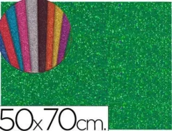 GOMA EVA CON PURPURINA LIDERPAPEL 50X70CM 60G/M2 ESPESOR 2MM VERDE