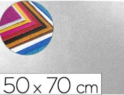 GOMA EVA CON PURPURINA LIDERPAPEL 50X70CM 60G/M2 ESPESOR 2MM PLATA