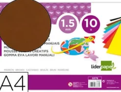 GOMA EVA LIDERPAPEL DIN A4 60G/M2 ESPESOR 1,5MM MARRON PAQUETE DE 10 HOJAS