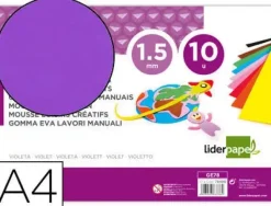 GOMA EVA LIDERPAPEL DIN A4 60G/M2 ESPESOR 1,5MM VIOLETA PAQUETE DE 10 HOJAS