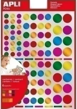 GOMETS APLI BOLSA PERMANENTES 6H CIRCULOS MULTICOLOR 7 COL.SURT.(METALIZADOS) 624 UDS. (13529)