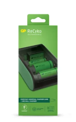 GP RECYKO CARGADOR USB UNIVERSAL - CARGA PILAS: AA, AAA, C, D Y 9V