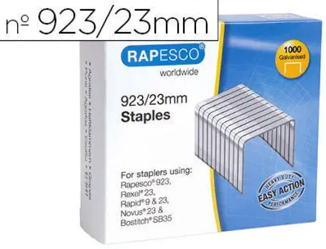 GRAPAS RAPESCO GALVANIZADA 923/23 CAJA DE 1000 UNIDADES
