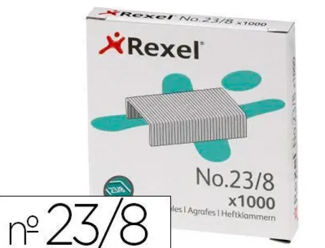 GRAPAS REXEL 23/8 ACERO CAJA DE 1000 UNIDADES
