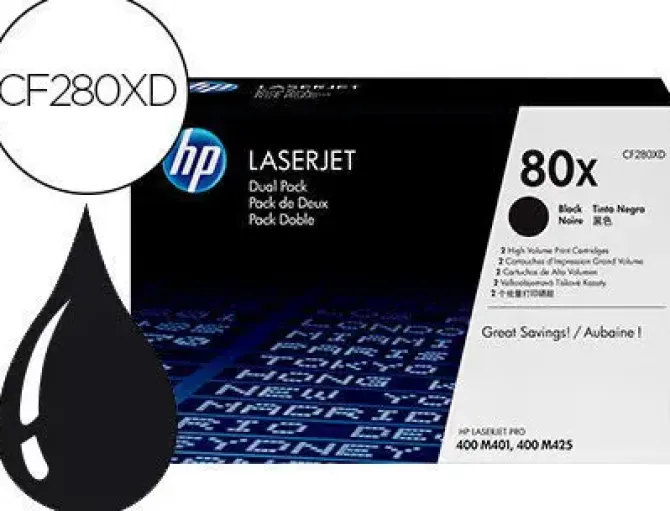 HP CF280X NEGRO PACK DE 2 CARTUCHOS DE TONER ORIGINALES - 80X