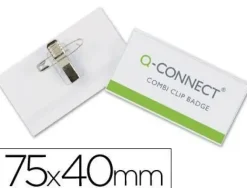 IDENTIFICADOR Q-CONNECT CON PINZA E IMPERDIBLE KF01568 40X75 MM