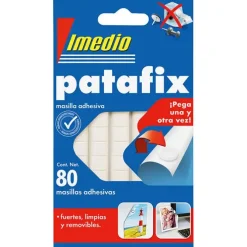 IMEDIO PATAFIX MASILLA ADHESIVA BLANCA - FUERTES, LIMPIAS Y REMOVIBLES - 80 PIEZAS