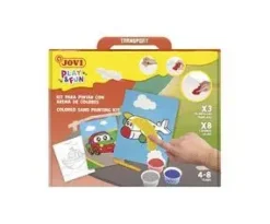 JOVI PLAY & FUN KIT PINTA CON ARENA TRANSPORT CON 8 BOTES DE ARENA + 1 PUNZON + 3 LAMINAS CON DISEÑOS DE TRANSPORTES - COLORES SURTIDOS