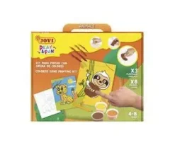 JOVI PLAY & FUN KIT PINTA CON ARENA ANIMALS CON 8 BOTES DE ARENA + 1 PUNZON + 3 LAMINAS CON DISEÑOS DE ANIMALES TERRESTRES - COLORES SURTIDOS
