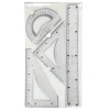 JUEGO ESCUADRA 10 CM CARTABON 14 CM REGLA 30 CM Y SEMICIRCULO PLASTICO FLEXIBLE EN PETACA LIDERPAPEL