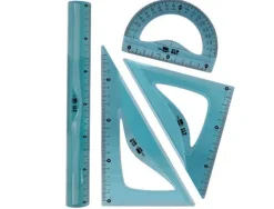 JUEGO ESCUADRA 20 CM CARTABON 18 CM REGLA 30 CM Y SEMICIRCULO 10 CM LIDERPAPEL ECOUSE 100% PET RECICLADO