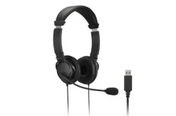 KENSINGTON AURICULARES CON MICROFONO USB - DIADEMA AJUSTABLE - ALMOHADILLAS ACOLCHADAS - CONTROLES EN CABLE - CABLE DE 1.80M - COLOR NEGRO