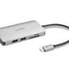 KENSINGTON HUB 8 EN 1 CONEXION USB-C - PUERTOS: 3X USB 3.2, 1X USB-C PD HASTA 85W, 1X HDMI 2.0, LECTOR SD Y MICROSD - COLOR PLATA