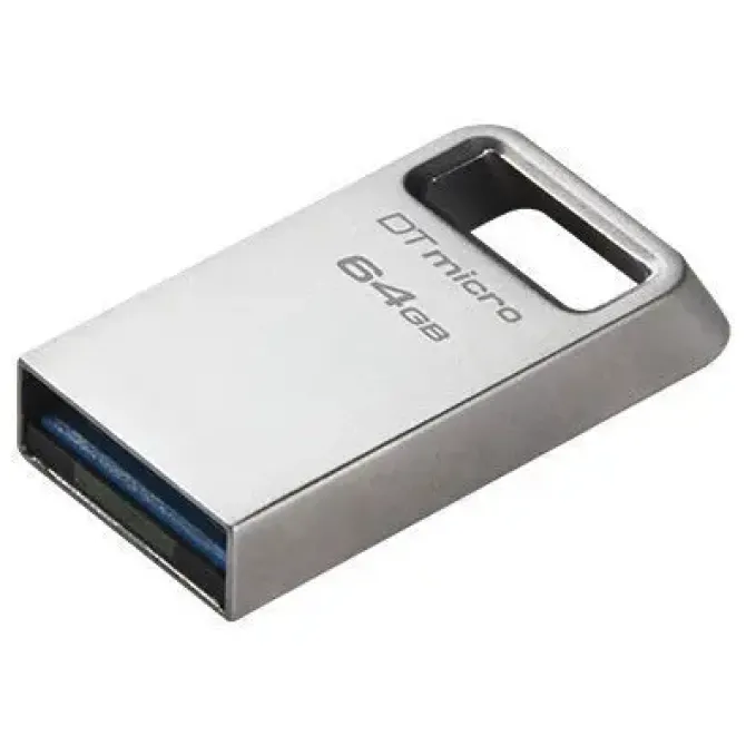 KINGSTON DATATRAVELER MICRO MEMORIA USB 64GB - USB 3.2 GEN 1 - ULTRACOMPACTA Y LIGERA - ENGANCHE PARA LLAVERO - CUERPO METALICO (PENDRIVE)