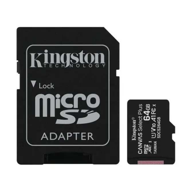 KINGSTON TARJETA MICRO SDXC 64GB CLASE 10 100MB/S CANVAS SELECT PLUS + ADAPTADOR SD