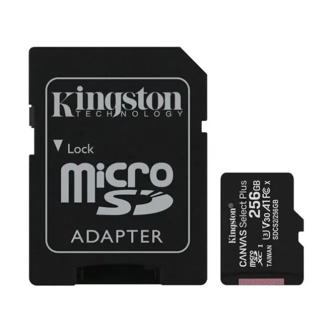 KINGSTON TARJETA MICRO SDXC 256GB CLASE 10 100MB/S CANVAS SELECT PLUS + ADAPTADOR SD