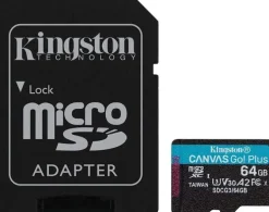 KINGSTON TARJETA MICRO SDXC 64GB UHS-I U3 V30 CLASE 10 170MB/S CANVAS GO PLUS CON ADAPTADOR