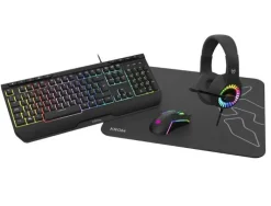 KROM KENYA PACK GAMING TECLADO USB RGB + RATON USB 8000DPI RGB + AURICULARES USB RGB 50MM DRIVERS + ALFOMBRILLA 45X40X0.3CM - COLOR NEGRO