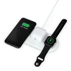 KSIX BASE DE CARGA INALAMBRICA 2EN1 15W - CARGA RAPIDA - TECNOLOGIA QI - COMPATIBLE MOVIL, AURICULARES INALAMBRICOS Y/O SMARTWACTH - COLOR BLANCO