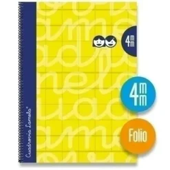 LAMELA CUADERNO TAPA EXTRA DURA FOLIO 080 HOJAS 4MM AMARILLO CUADROVIA 7FTE004AM