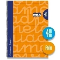 LAMELA CUADERNO TAPA EXTRA DURA FOLIO 080 HOJAS 4MM NARANJA CUADROVIA 7FTE004N