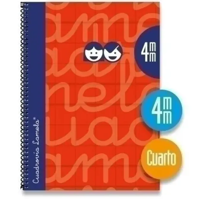 LAMELA CUADERNO TAPA EXTRADURA 4º CUARTILLA A5 ROJO 80 HOJAS 5MM CUADROVIA TAPA FORRADA 7CTE004R