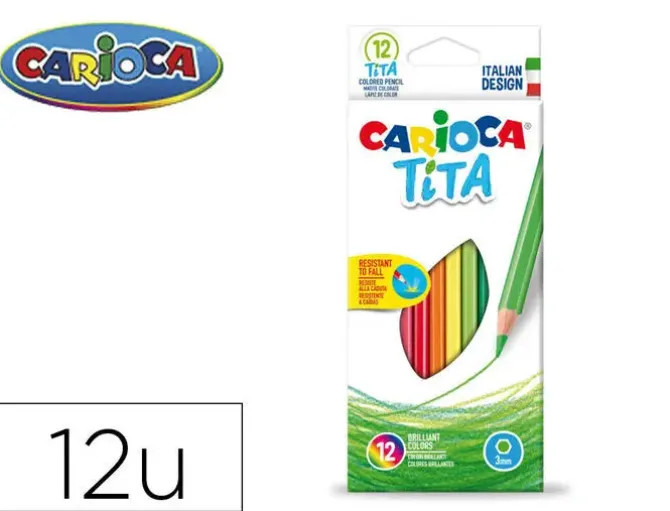 LAPICES DE COLORES CARIOCA TITA HEXAGONAL CAJA DE 12 UNIDADES COLORES SURTIDOS