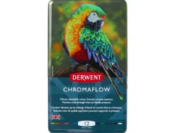 LAPICES DE COLORES DERWENT CHROMAFLOW CAJA METALICA DE 12 UNIDADES COLORES SURTIDOS