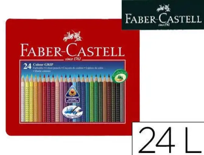 LAPICES DE COLORES FABER CASTELL ACUARELABLE COLOUR GRIP TRIANGULAR CAJA METALICA DE 24 COLORES SURTIDOS