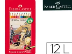 LAPICES DE COLORES FABER CASTELL CAJA METALICA DE 12 COLORES SURTIDOS