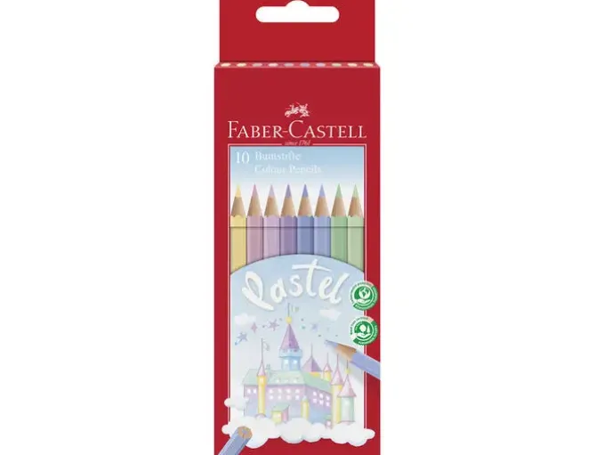 LAPICES DE COLORES FABER CASTELL PASTEL CAJA DE 10 UNIDADES COLORES SURTIDOS