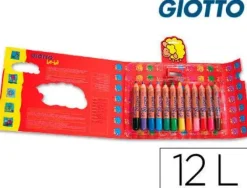 LAPICES DE COLORES GIOTTO SUPER BEBE CAJA DE 12 LAPICES COLORES SURTIDOS + SACAPUNTAS