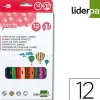 LAPICES DE COLORES LIDERPAPEL C/ DE 12 COLORES JUMBO CON SACAPUNTAS