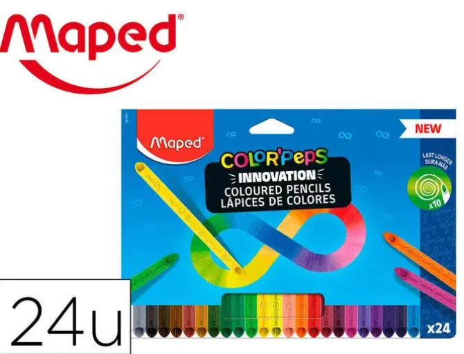 LAPICES DE COLORES MAPED COLOR PEPS INFINITY CAJA DE 24 COLORES SURTIDOS