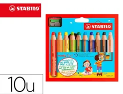 LAPICES DE COLORES STABILO WOODY 3 EN 1 MINA XXL ESTUCHE DE 10 COLORES SURTIDOS + SACAPUNTAS