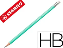 LAPICES DE GRAFITO CON GOMA STABILO SWANO MINA 2,2 MM DUREZA HB VERDE PASTEL