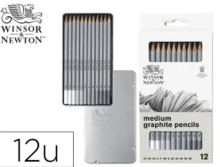 LAPICES DE GRAFITO WINSOR&NEWTON STUDIO COLECCION CAJA METALICA CON 12 UNIDADES GRADUACIONES SURTIDAS