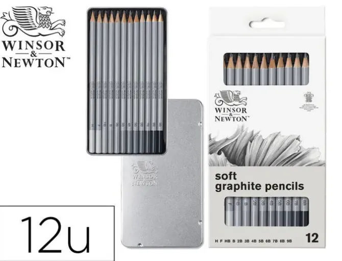 LAPICES DE GRAFITO WINSOR&NEWTON STUDIO COLECCION CAJA METALICA CON 12 UNIDADES GRADUACIONES SURTIDAS
