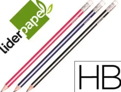 LAPIZ DE GRAFITO CON GOMA LIDERPAPEL TRIANGULAR