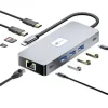 LEOTEC ADAPTADOR 10 EN 1 USB-C A 2XHDMI, 1XRJ45, 3XUSB-A 3.0, 1XUSB-C PD, 1XUSB-C, 1XTF/SD+1XMICROSD - COLOR GRIS