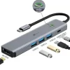 LEOTEC ADAPTADOR 5 EN 1 USB-C A 1XHDMI, 3XUSB-A 3.0, 1XPD 100W+USB-C - COLOR GRIS