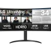 LG ULTRAWIDE MONITOR 34 CURVO LED VA WQHD 100HZ - RESPUESTA 5MS - ANGULO DE VISION 178º - AJUSTABLE EN ALTURA E INCLINACION - 21:9 - USB-A, USB-C 65W, HDMI, DISPLAYPORT - VESA 100X100MM