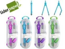 LIDERPAPEL COMPAS ESCOLAR ARTICULADO CON ADAPTADOR COLORES