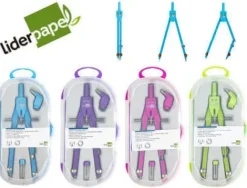LIDERPAPEL COMPAS MICROMETRICO ESCOLAR ARTICULADO CON ADAPTADOR COLORES